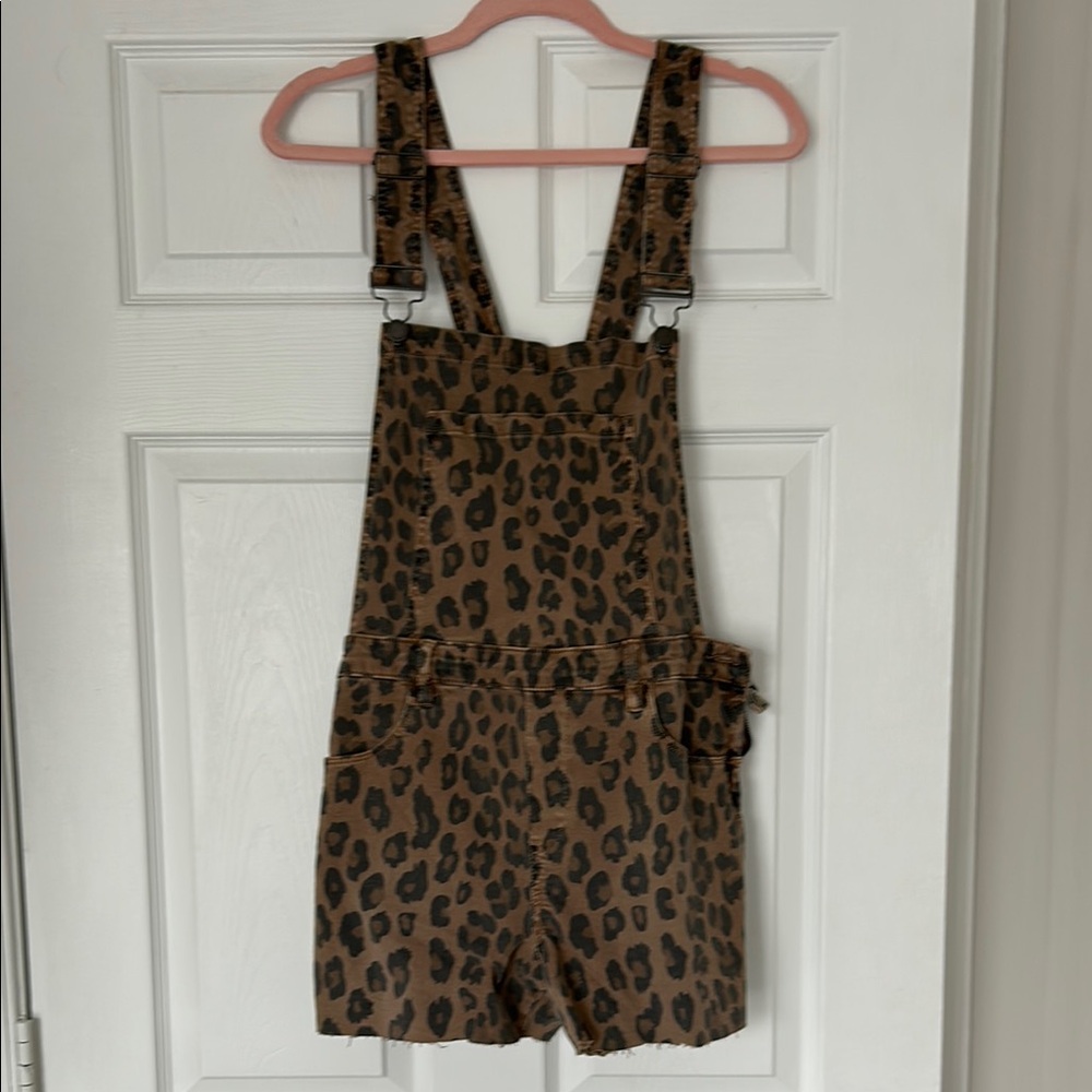 Blank NYC Brown and Black Leopard Print Overalls